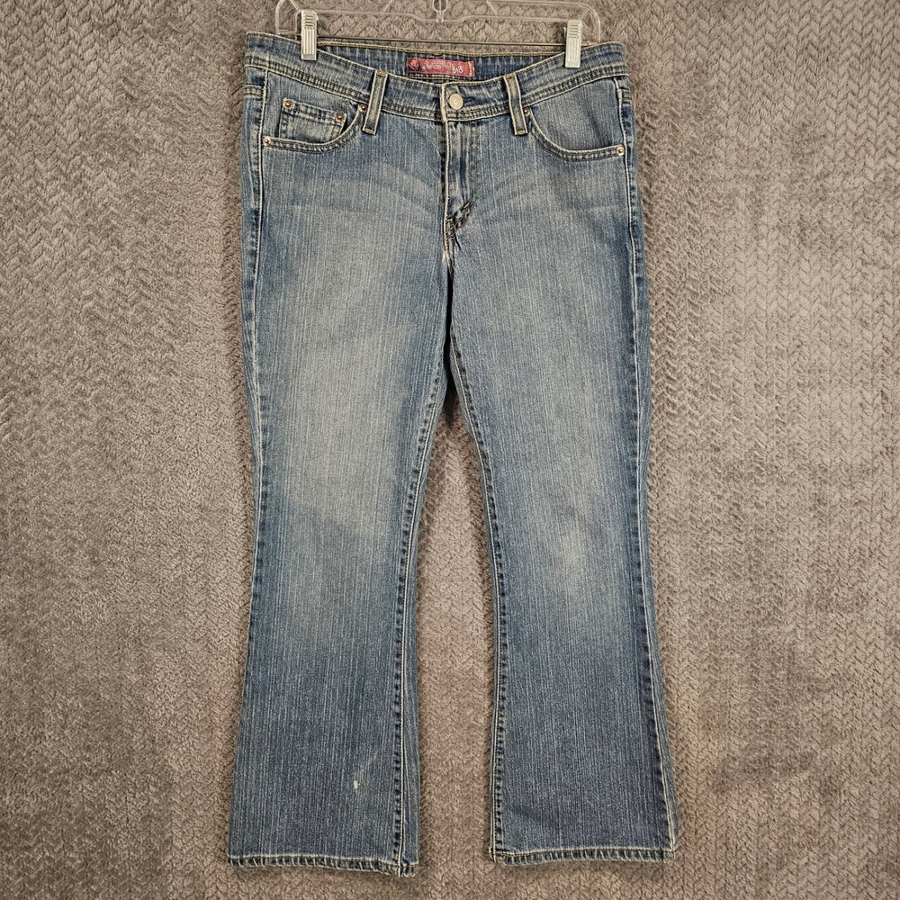 Levis 518 Superlow Boot Cut Jeans Womens 11S‎ Medium Wash Low Rise Stretch Denim